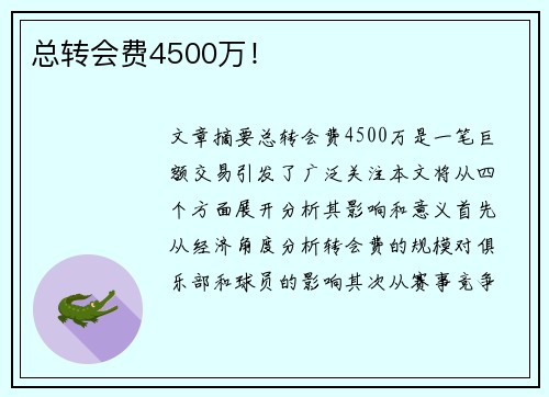 总转会费4500万！